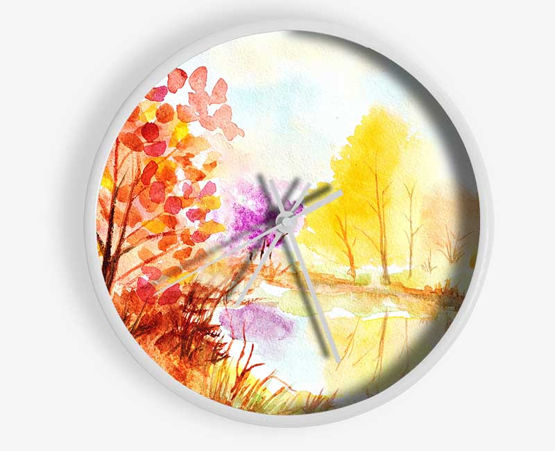 Autumn On The Lake Clock - Wallart-Direct UK