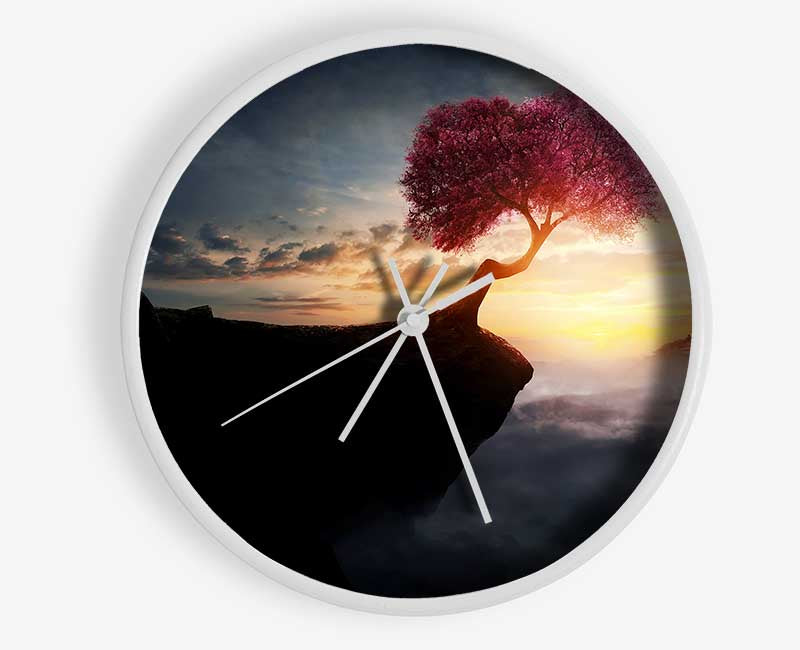 Pink Tree Cliff Top Clock - Wallart-Direct UK