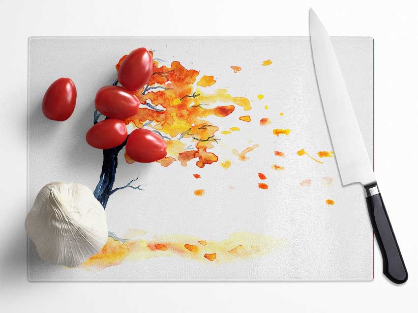 Autumn Winds Glass Chopping Board