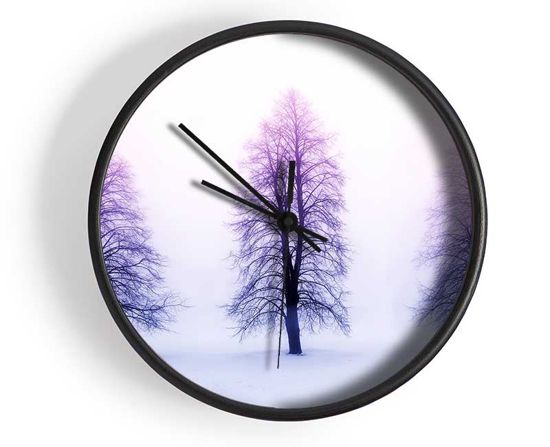 Purple Winter Trees Clock - Wallart-Direct UK