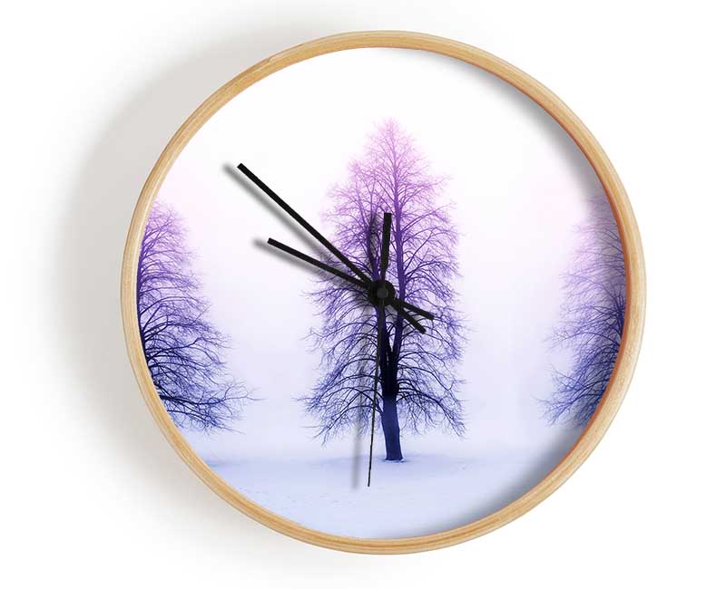 Purple Winter Trees Clock - Wallart-Direct UK