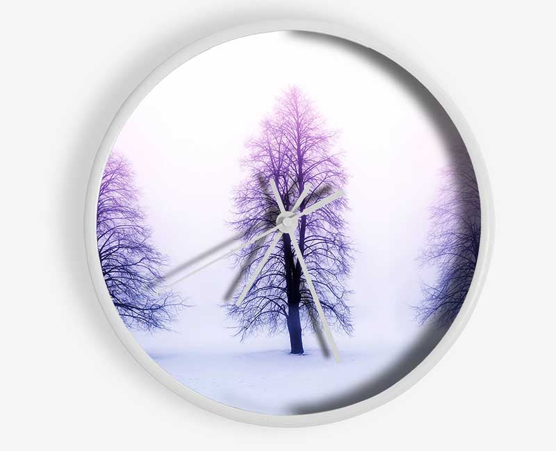 Purple Winter Trees Clock - Wallart-Direct UK