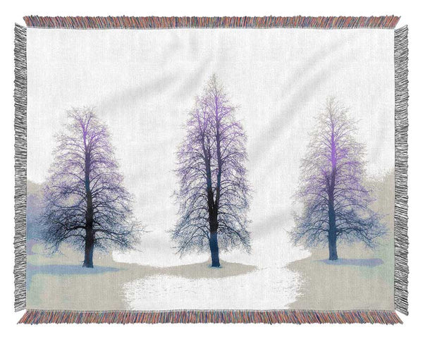 Purple Winter Trees Woven Blanket