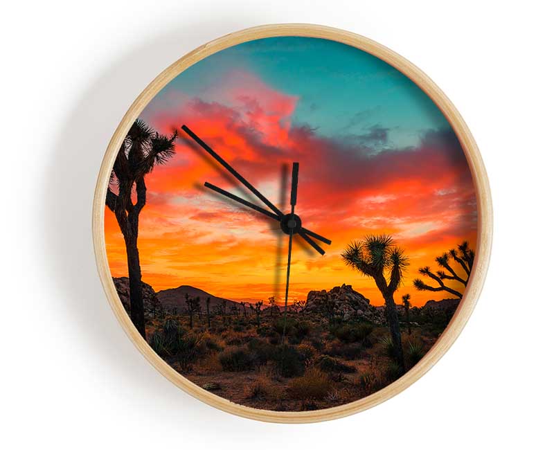 Sunset Desert Skies Clock - Wallart-Direct UK