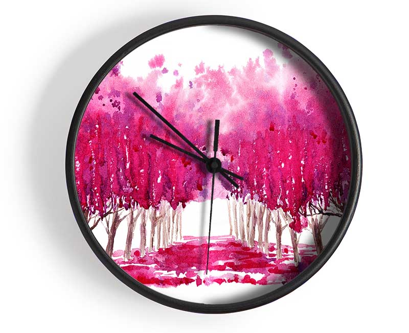 Pink Tree Walk Clock - Wallart-Direct UK