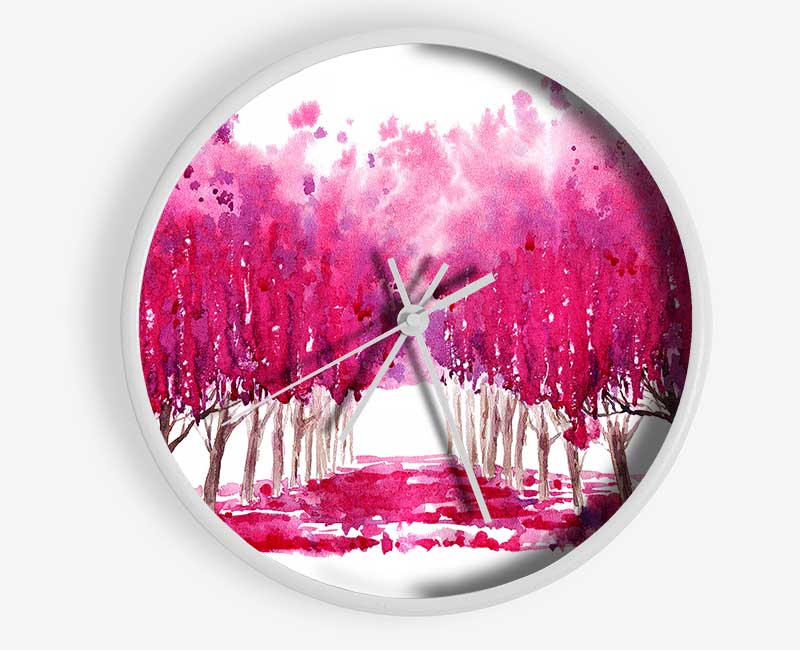 Pink Tree Walk Clock - Wallart-Direct UK