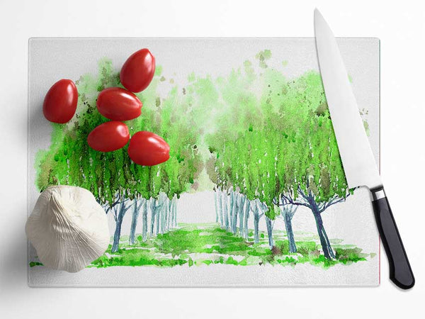 Green Tree Walk Glass Chopping Board