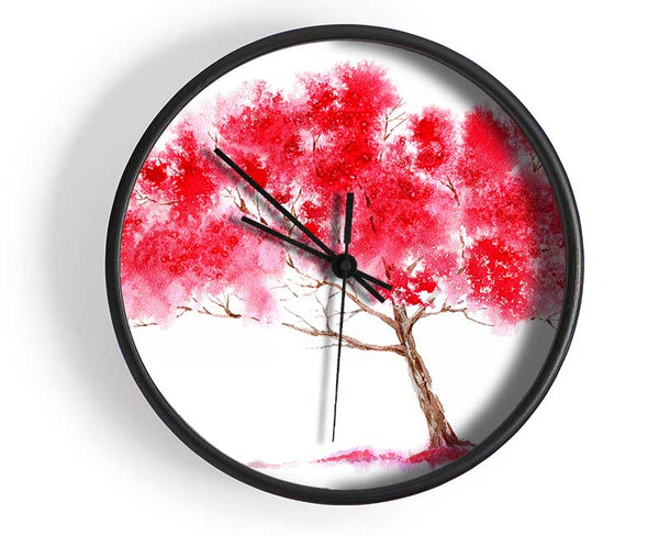 Pink Abstract Tree Clock - Wallart-Direct UK