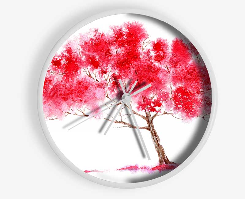 Pink Abstract Tree Clock - Wallart-Direct UK