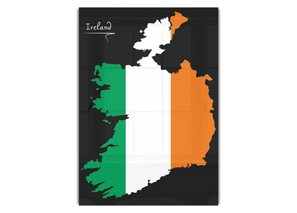 Irish Flag Over Map