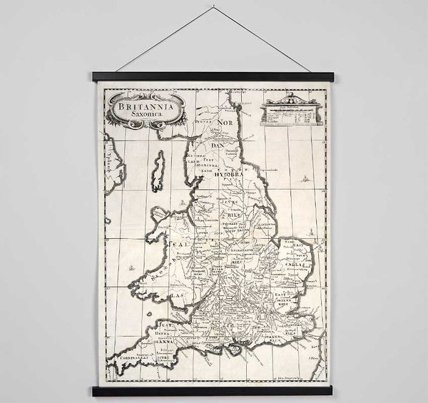 Old Saxon Map Of The UK Hanging Poster - Wallart-Direct UK