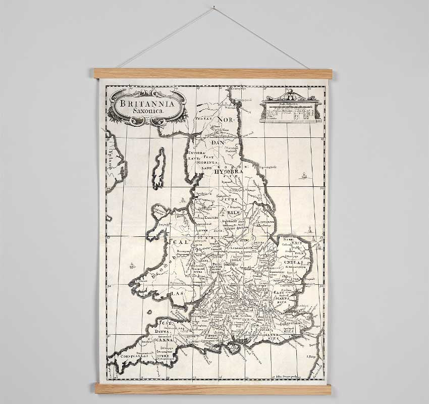 Old Saxon Map Of The UK Hanging Poster - Wallart-Direct UK