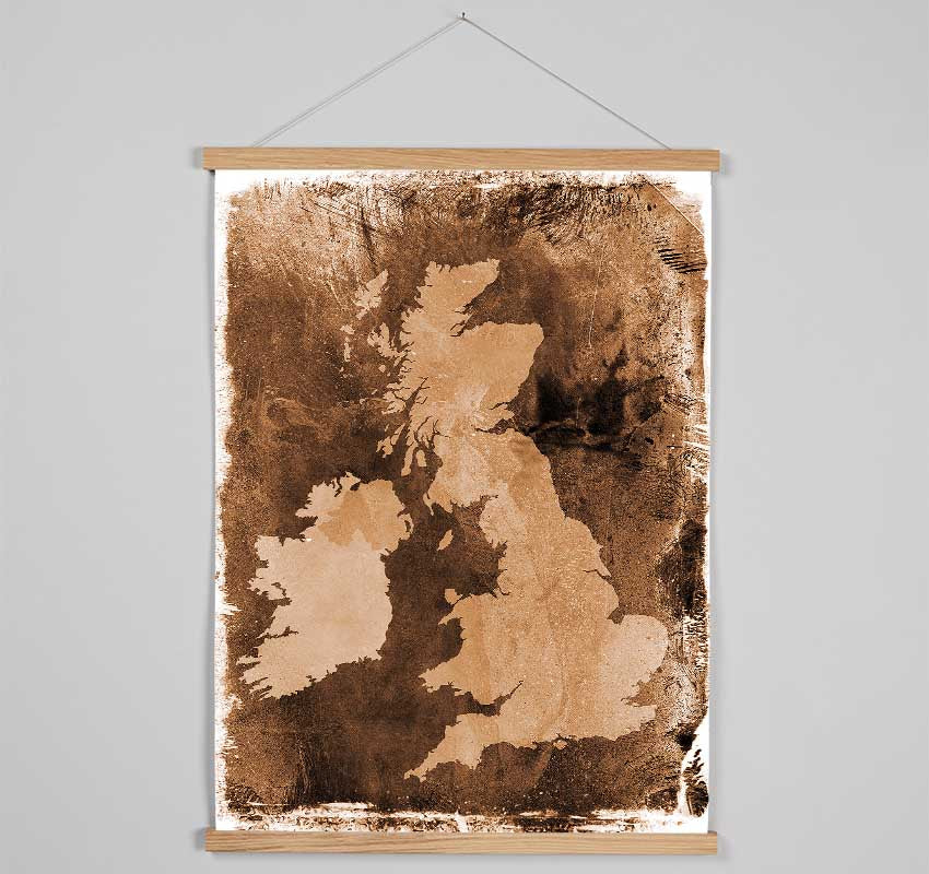 UK Retro Map Hanging Poster - Wallart-Direct UK