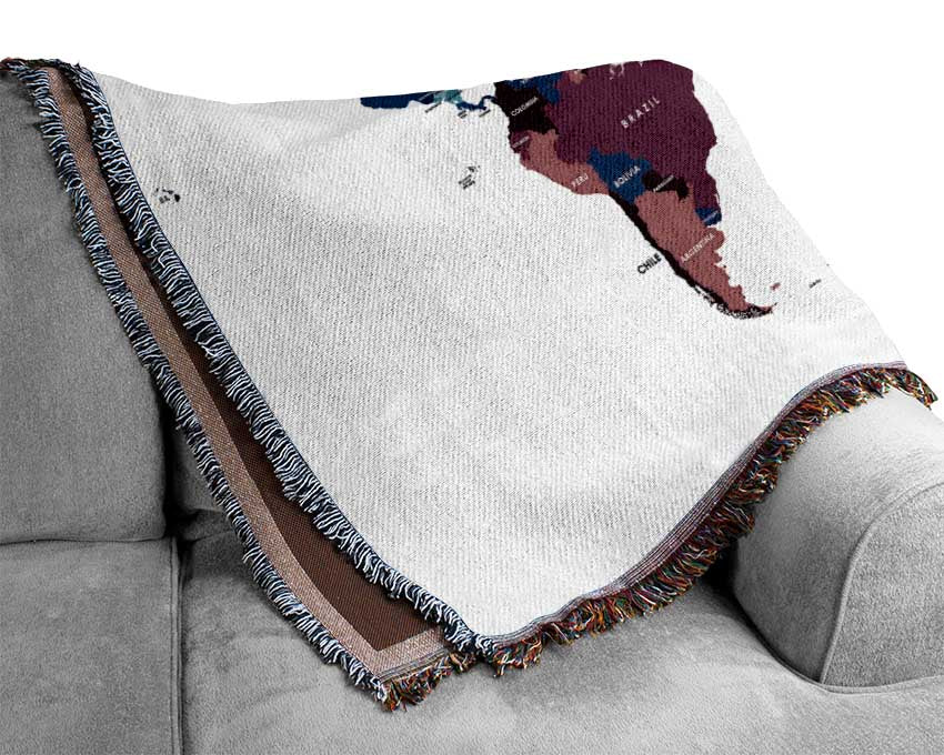 Map Of The World 13 Woven Blanket