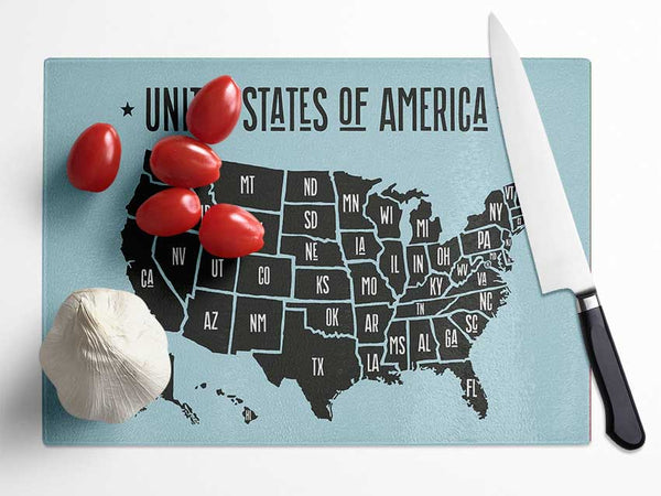 States Of America 2 Glass Chopping Board