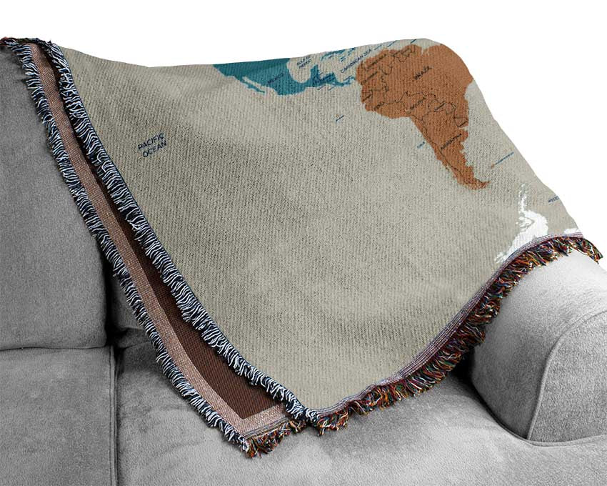 Map Of The World 1 Woven Blanket