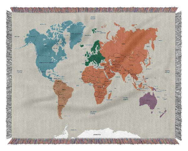 Map Of The World 1 Woven Blanket