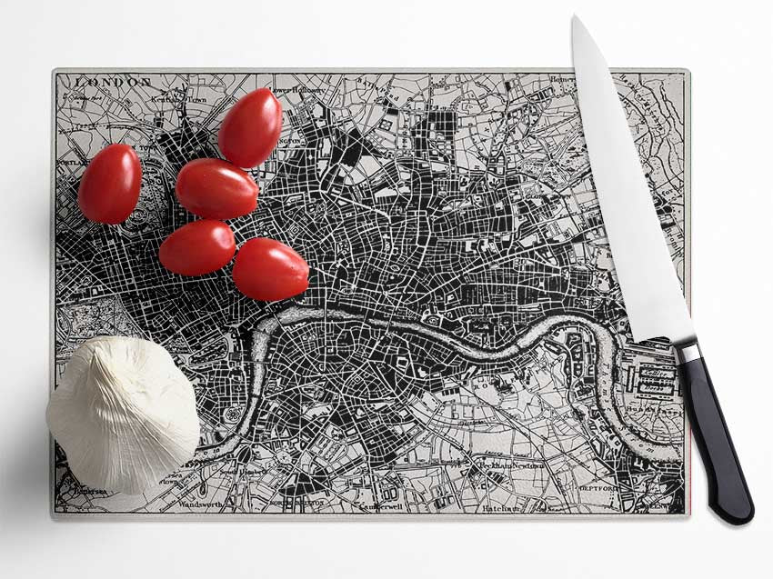 Old Map Of London Glass Chopping Board