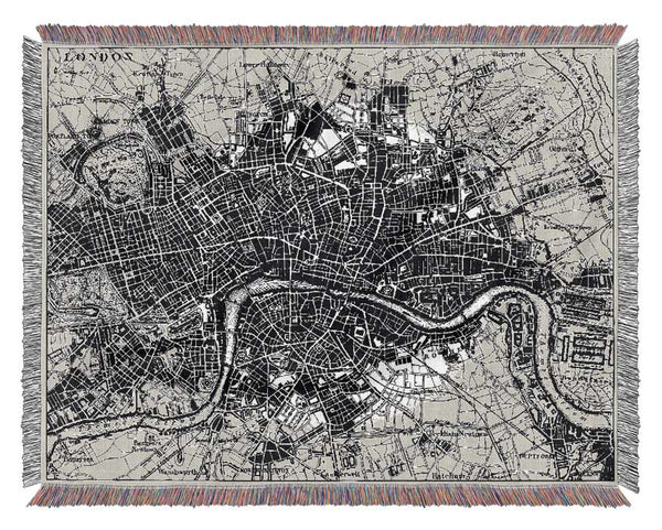 Old Map Of London Woven Blanket