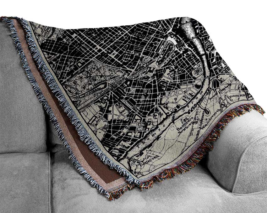 Old Map Of London Woven Blanket