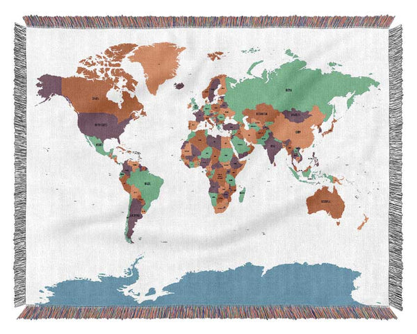 Map Of The World 11 Woven Blanket