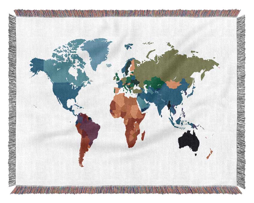 Map Of The World 3 Woven Blanket