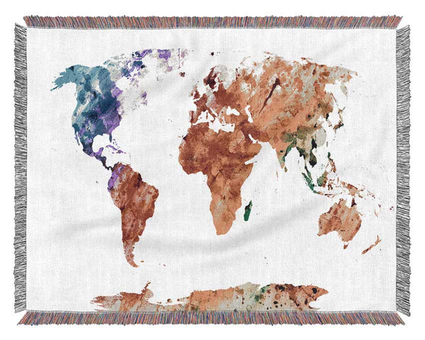 Map Of The World 6 Woven Blanket