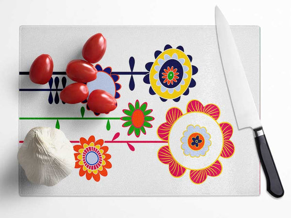 Funky Flowers Glass Chopping Board