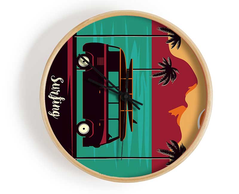 California Surfing Clock - Wallart-Direct UK