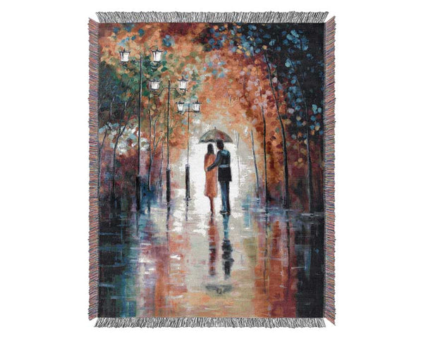 Romantic Walk Through The City Woven Blanket