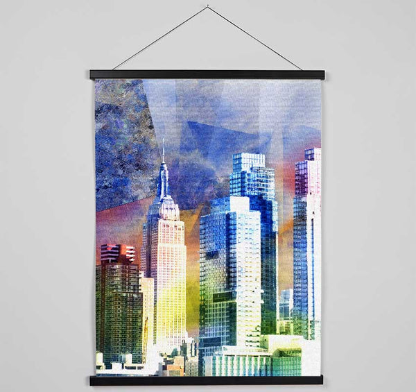 Rainbow City Buildings Hanging Poster - Wallart-Direct UK