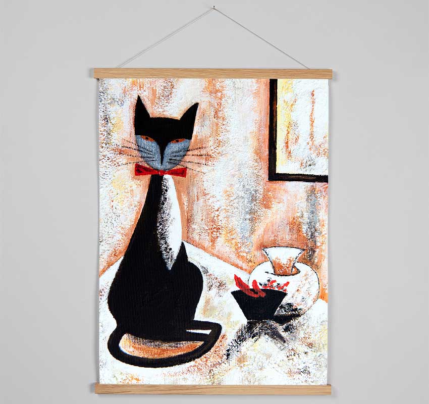 Black Cat Bow Tie Hanging Poster - Wallart-Direct UK