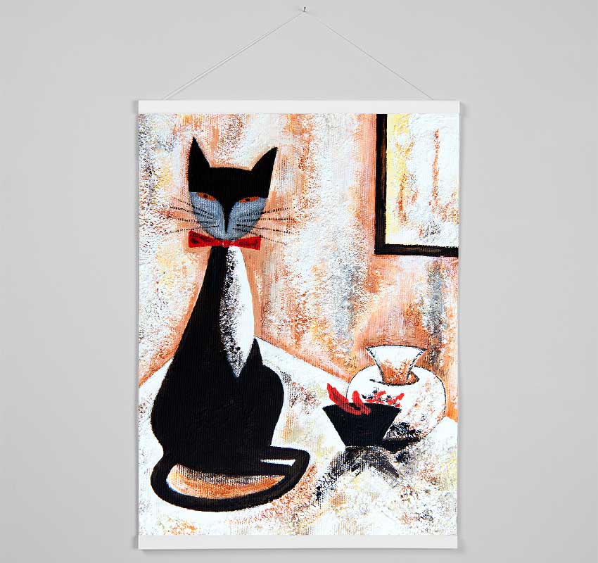 Black Cat Bow Tie Hanging Poster - Wallart-Direct UK