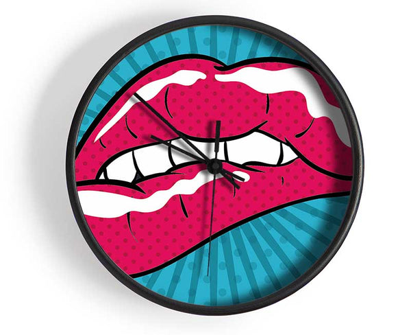 Pink Lips Clock - Wallart-Direct UK