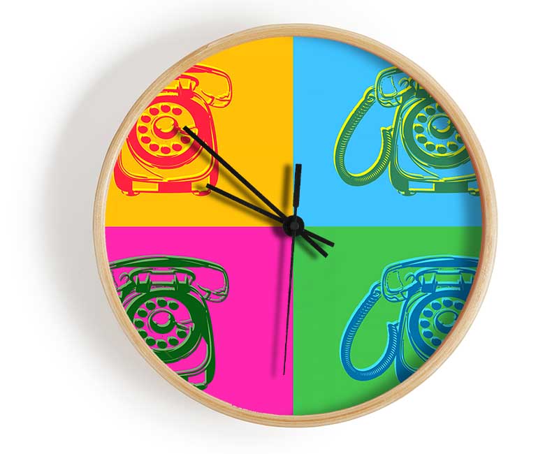 Pop Art Retro Telephones Clock - Wallart-Direct UK