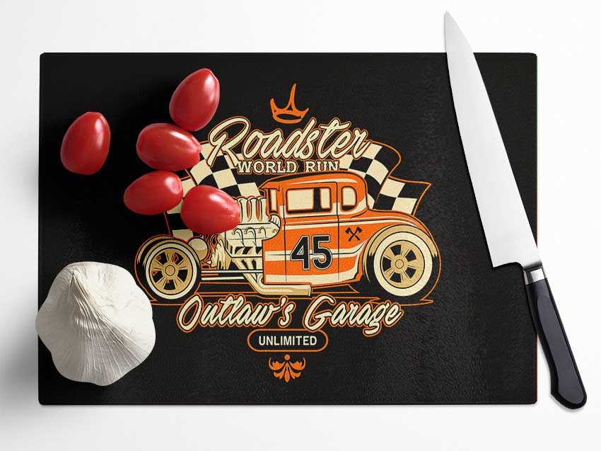 Outlaws Garage Glass Chopping Board