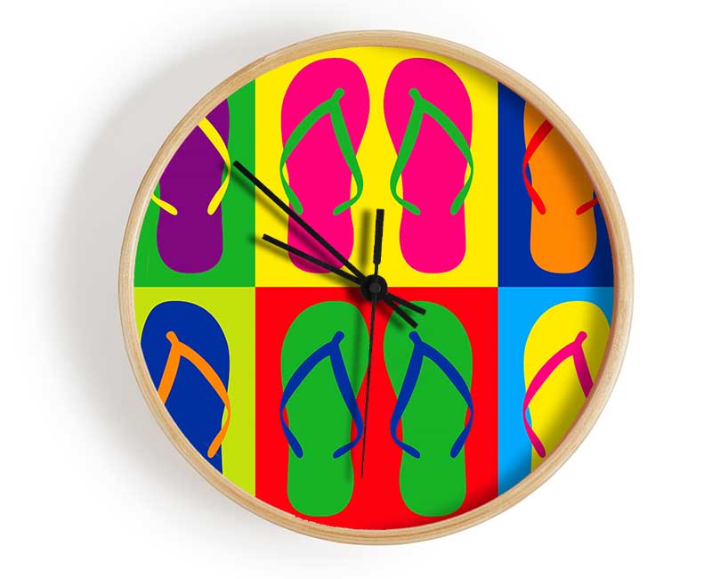 Pop Art Flip Flops Clock - Wallart-Direct UK