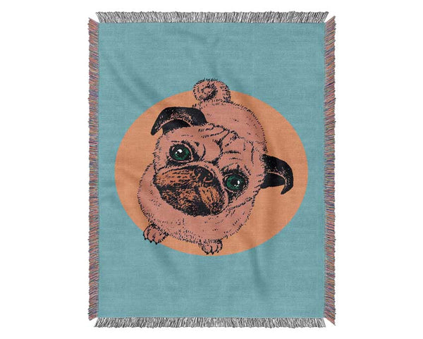 Pug Dog Pink Woven Blanket