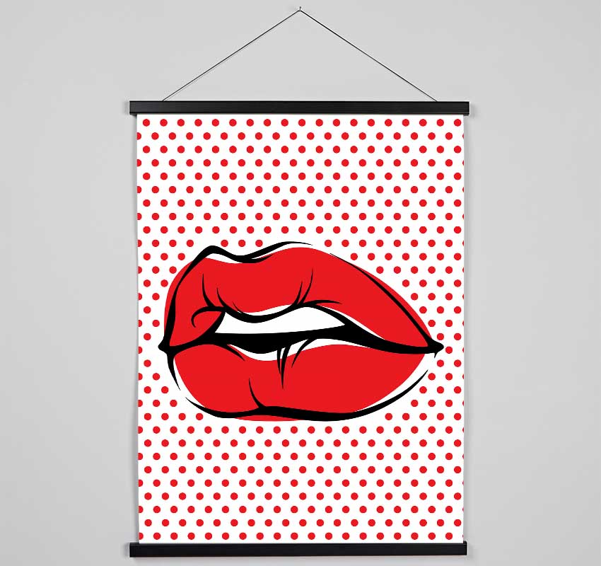 Red Lips On Pokerdots Hanging Poster - Wallart-Direct UK