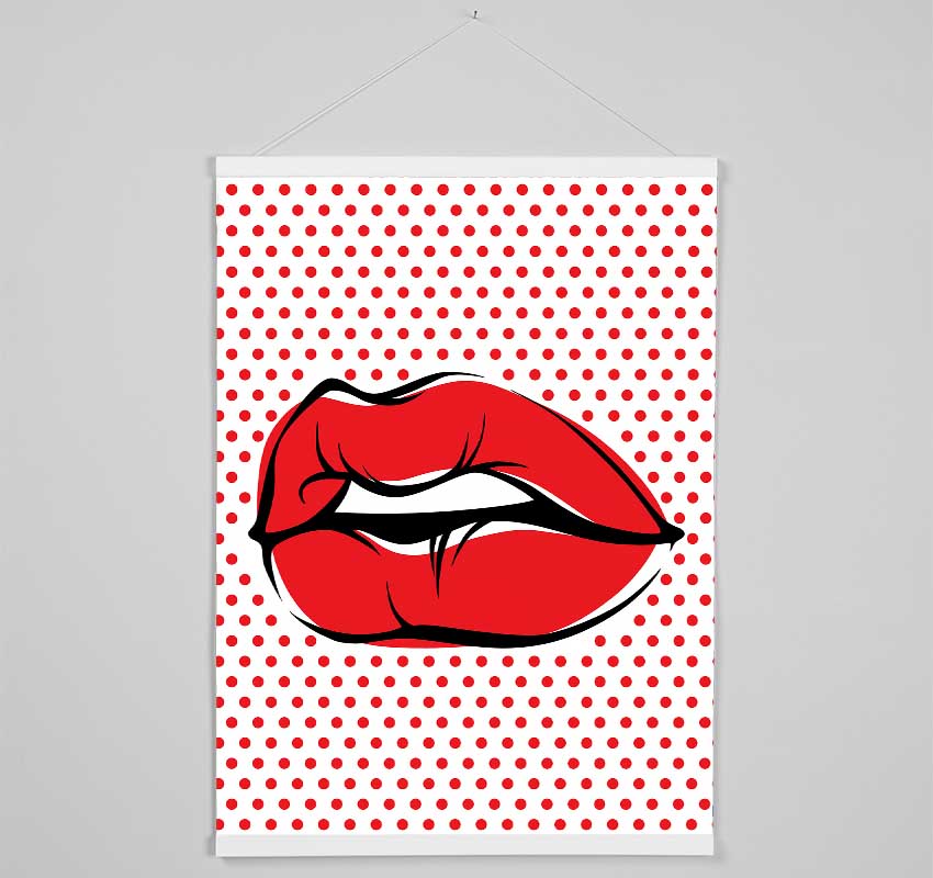 Red Lips On Pokerdots Hanging Poster - Wallart-Direct UK