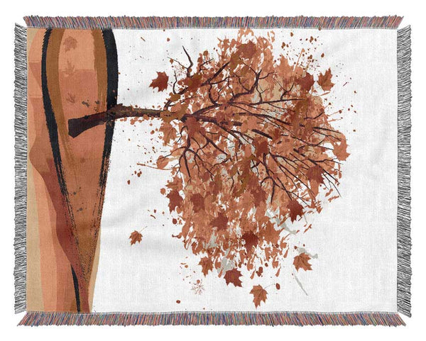 Autumn Orange Tree Woven Blanket