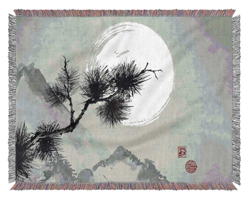 Chinese Mountain Tree Tops Woven Blanket