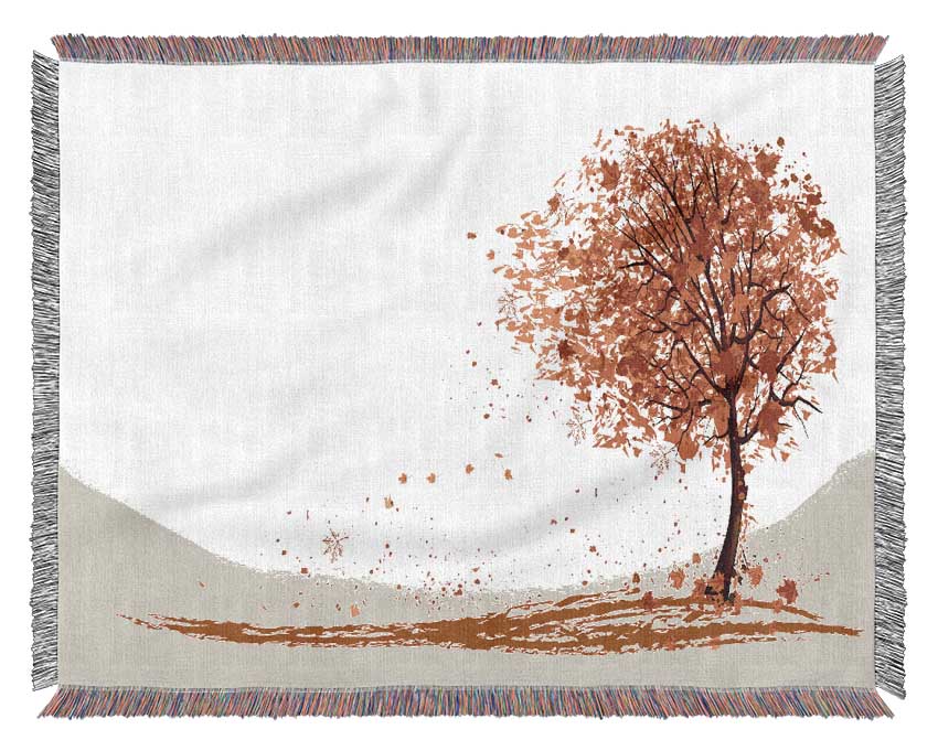 As The Leaves Fall Of The Autumn Tree Woven Blanket