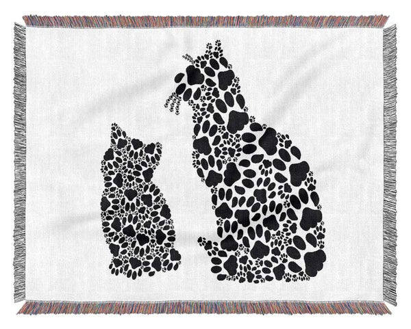 Paw Print Cats Woven Blanket