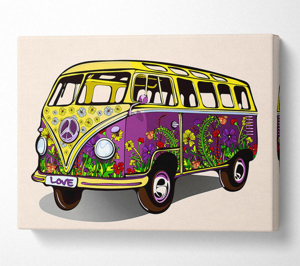 Picture of Flower Power VW Camper Van Canvas Print Wall Art