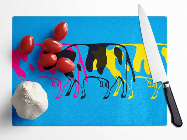 Pop Art Cows Glass Chopping Board