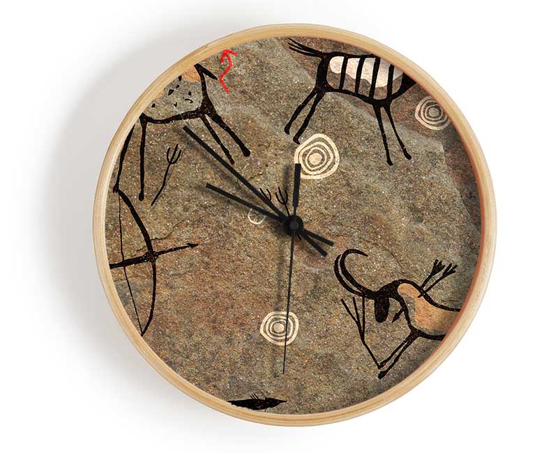 Cave Man Paintings Clock - Wallart-Direct UK