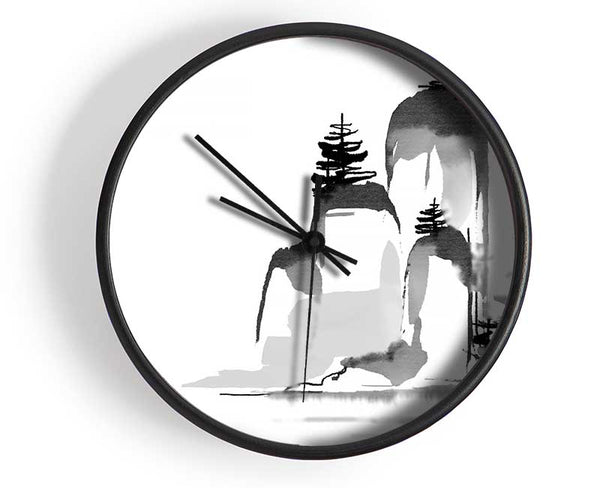 Chinese Mountain Trees Clock - Wallart-Direct UK