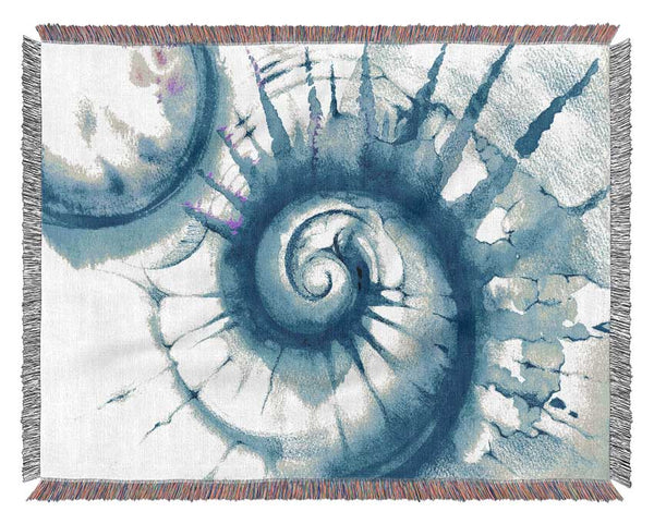 Blue Spiral Shell Woven Blanket