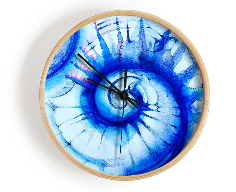 Blue Spiral Shell Clock - Wallart-Direct UK